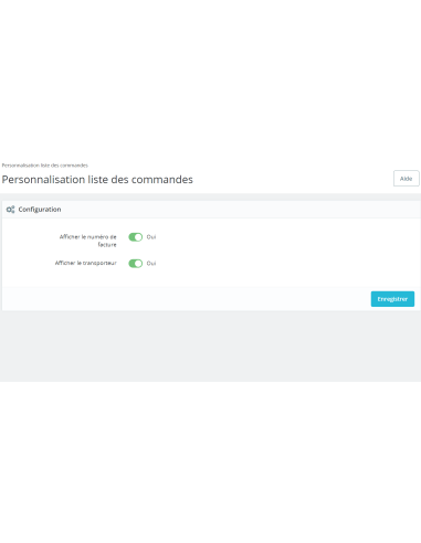 Personnalisation liste des commandes...