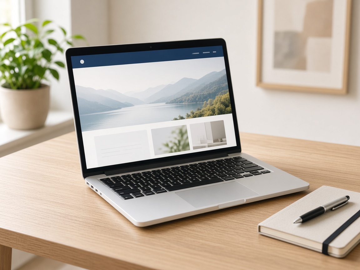 Ordinateur affichant un site internet en cours de création